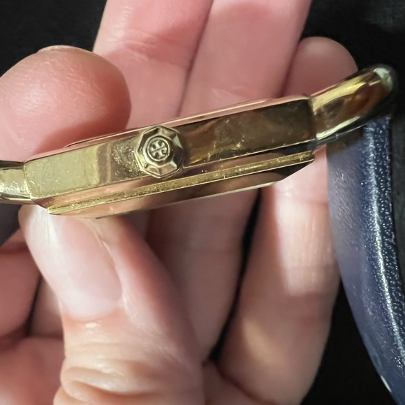 (30158-2) Tory Burch 252003 Watch Gold Hardware Blue Leather Strap Untested - Picture 6 of 10